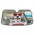 Funny Dog Windshield Sun Shade Basset Hound Car Blocks Uv Rays Visor Protector Accordion Folding Reflector Auto Sunshade For