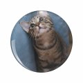 1080 Graphics Adorable Cat Staring Up Key Chain Double Sided Stainless Steel Keychain 
