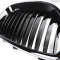 1 Pair Glossy Black Euro Direct Replacement Front Kidney Grille Grill For Bmw 2003-2010 E60 5-series