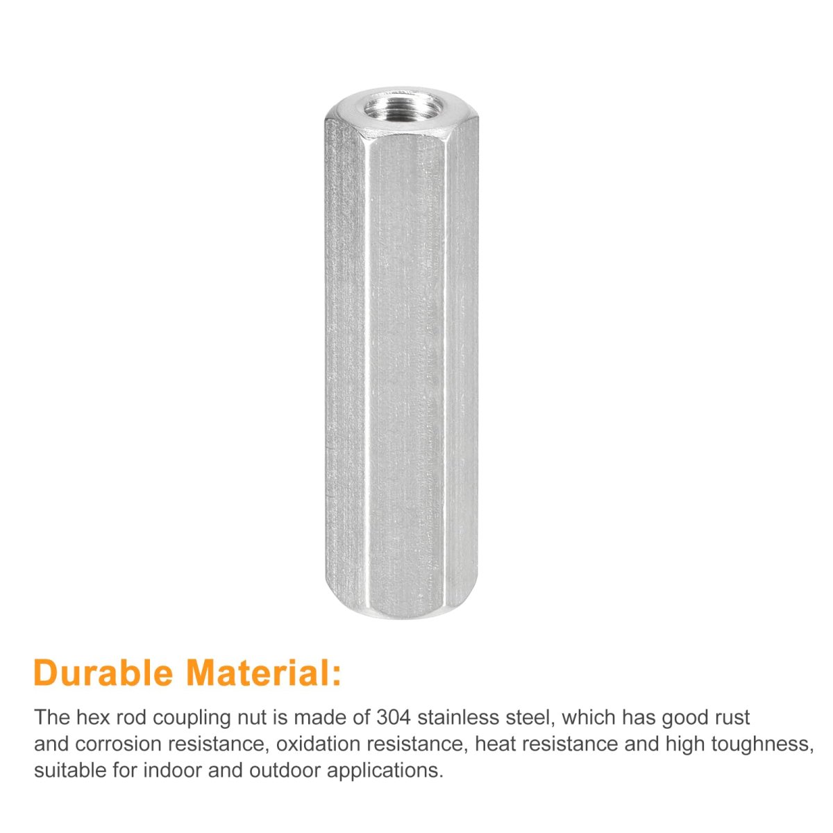 M8 X 1 25-pitch 50mm Length Coupling Nuts 4pcs 304 Stainless Steel Metric Hex Rod