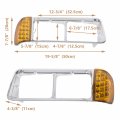 Ecotric Headlight Bezel Compatible With 1988-2002 Freightliner Fld120 Fld120sd Models 3 Wires Led Turn Signal Lamp Light-