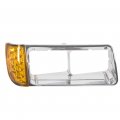 Ecotric Headlight Bezel Compatible With 1988-2002 Freightliner Fld120 Fld120sd Models 3 Wires Led Turn Signal Lamp Light-