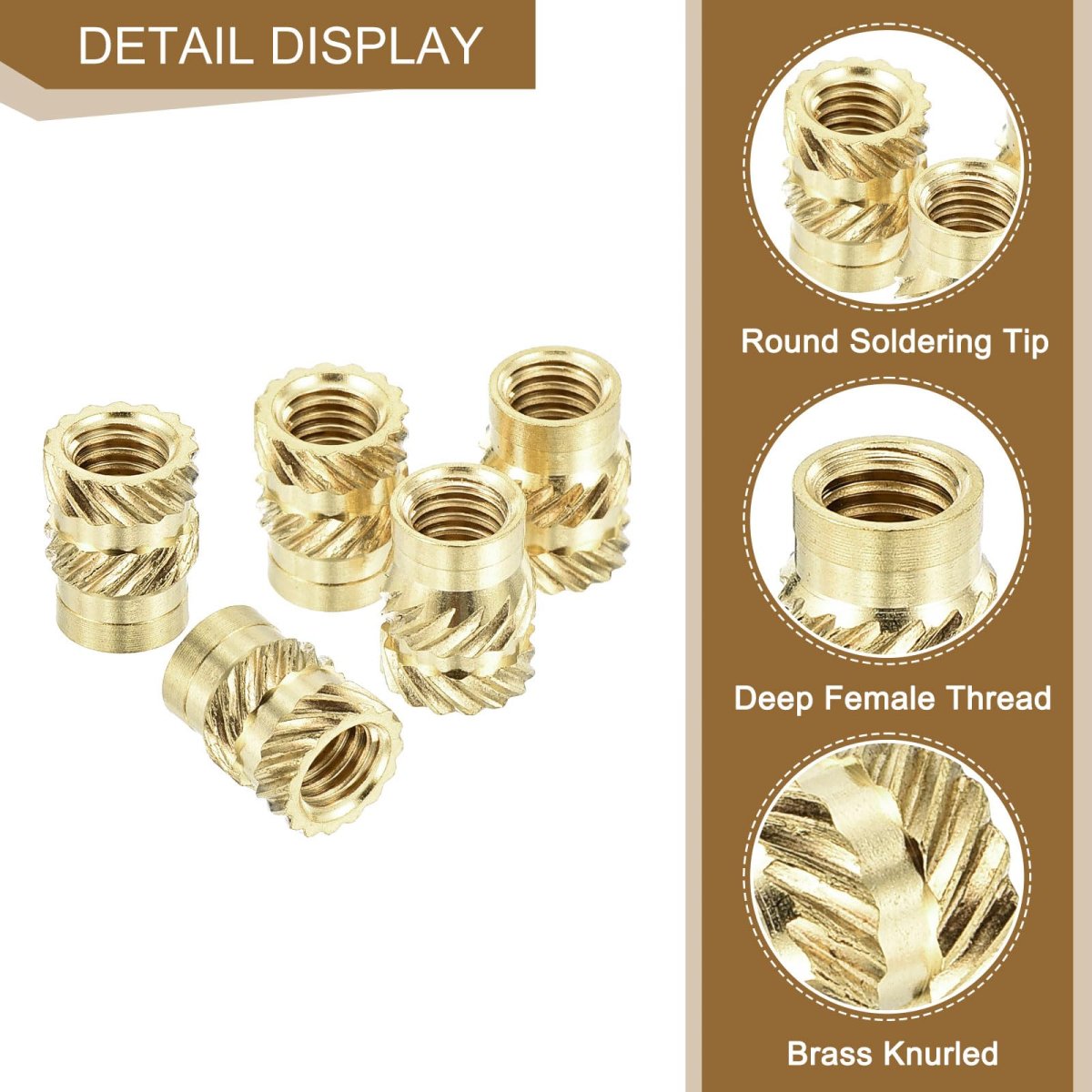 50pcs 10-32x9 5x7 1mm Knurled Insert Nut Brass Threaded Embedment Nuts 3d Printing For Parts Laptop Automotive Plastic Shell