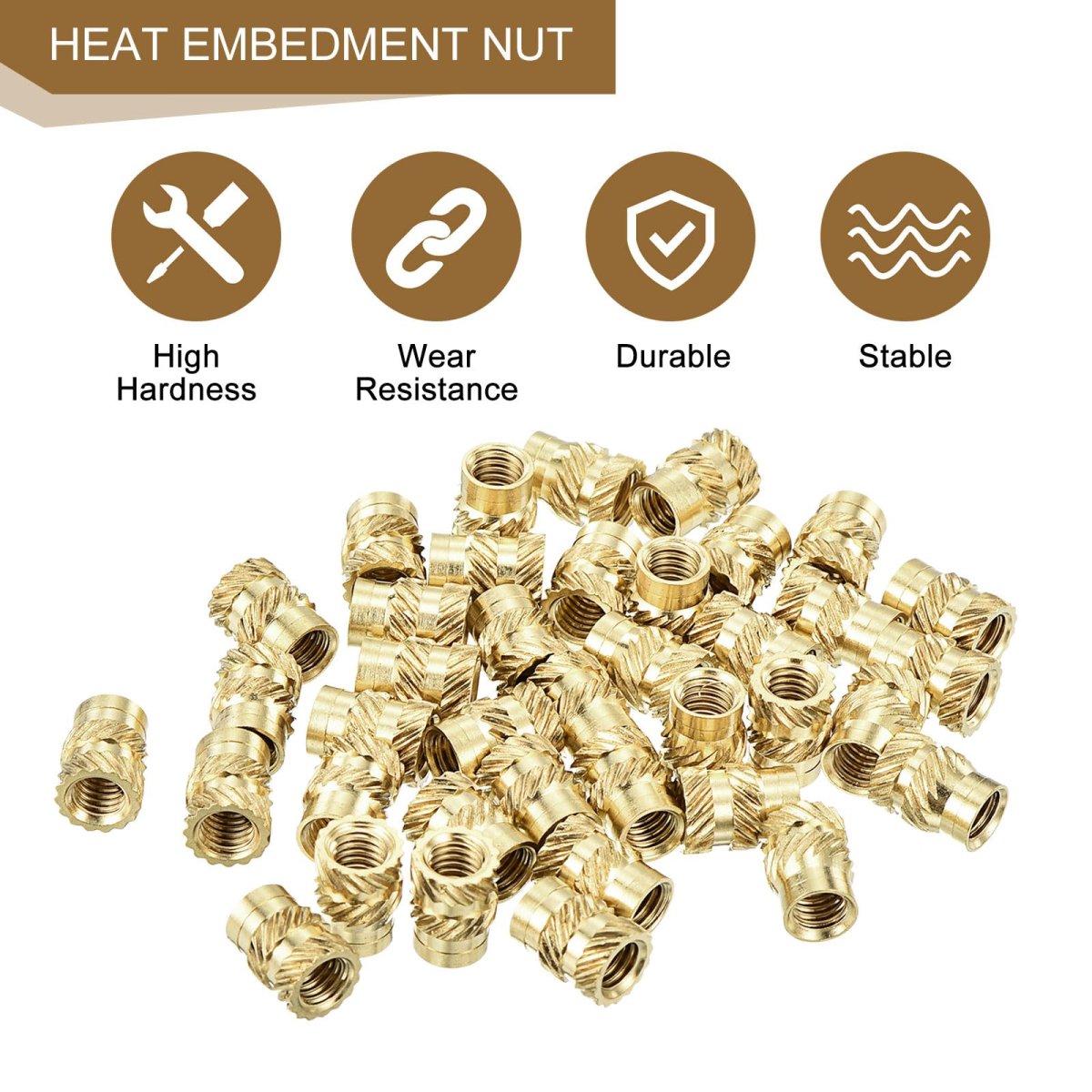 50pcs 10-32x9 5x7 1mm Knurled Insert Nut Brass Threaded Embedment Nuts 3d Printing For Parts Laptop Automotive Plastic Shell