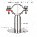 Uxcell Wall Mount Ceiling Pipe Support 304 Stainless Steel Adjustable Strap Clamp For 38-40mm