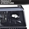 G-plus Led Drl Headlights Compatible With 1992-1996 Ford Bronco F150 F250 F350 Bumper Headlamp Smokya Lensa A Black Housinga