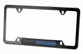 Mull Black Stainless Steel License Plate Frame Black Flag With Thin Blue Line 