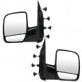 Left And Right Side View Mirrors For 2002-2008 Ford E150 E250 E350 E450 E550 Van Manual Fold Non Heated With Puddle Light Black 