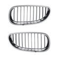 Bmw 545 Series 2004 2005 Front Grille Pair Black Fins With Chrome Edge Replacement For Bm1200140 Bm1200141 51137065701 