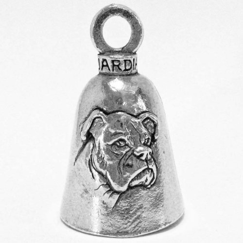 Guardian Bell Boxer Dog Good Luck W Keyring Black Velvet Gift Bag Motorcycle Lead-free Pewter