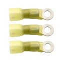 Heat Shrink Terminals 12-10 Ga Gauge Number 10 Stud Size Crimp And Solder With Dual Wall Black 3 Pieces 