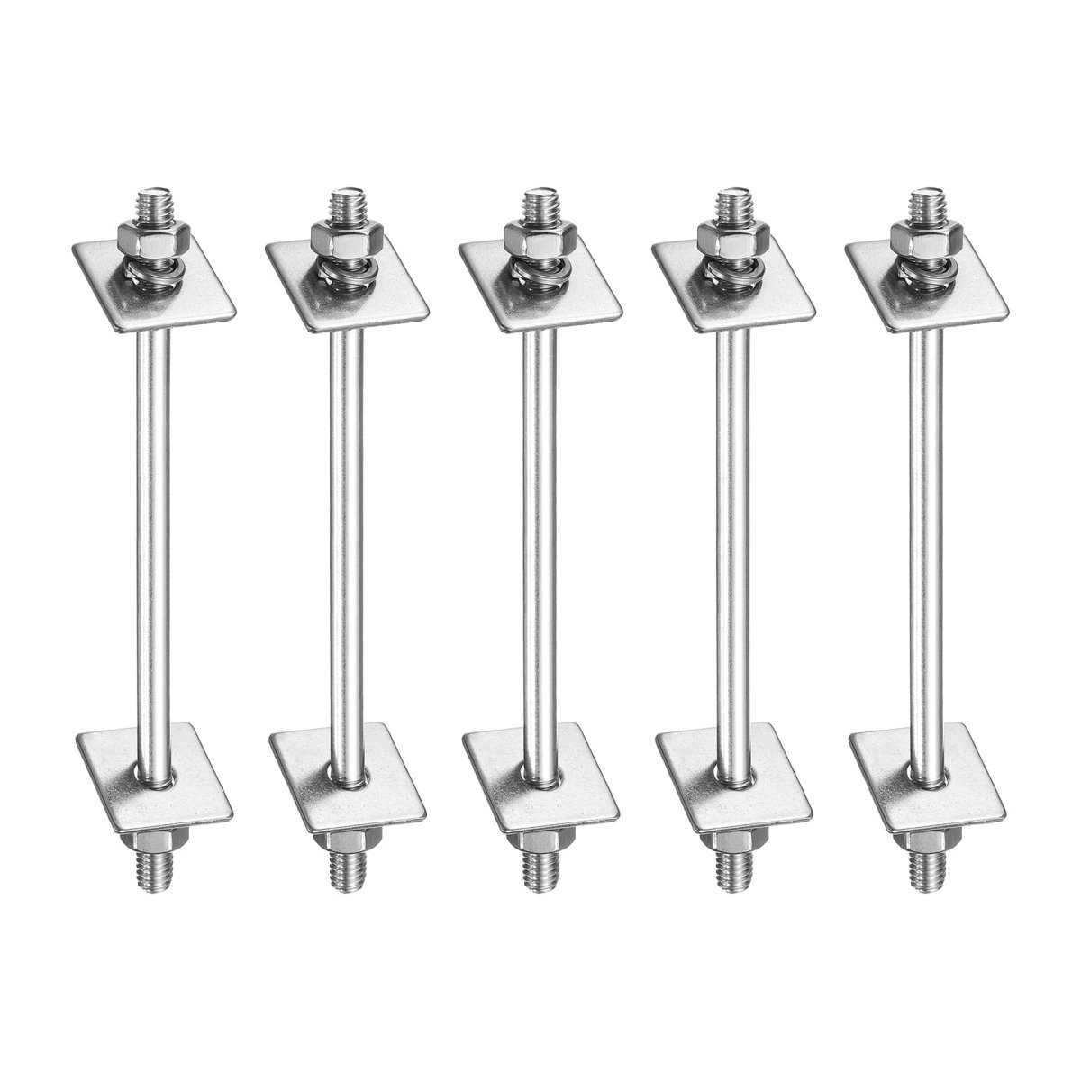 5pcs M6x110mm 304 Stainless Steel Double End Threaded Stud Screw Bolt With Nuts Square Flat Washers Spring For House
