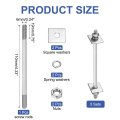 5pcs M6x110mm 304 Stainless Steel Double End Threaded Stud Screw Bolt With Nuts Square Flat Washers Spring For House
