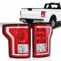 G-plus Tail Light Compatible With Ford F150 2015 2016 2017 Left And Right Side W Bulb Taillamps Brakelights Halogen Red Lens