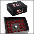 J2 Engineering 7075-t6 Compatible Withged Aluminum M12x1 5 20pcs 80mm Tall Spiky Cap Lug Nut Set W Adapter Red