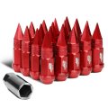 J2 Engineering 7075-t6 Compatible Withged Aluminum M12x1 5 20pcs 80mm Tall Spiky Cap Lug Nut Set W Adapter Red