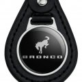 Graphics More Black Leather New Bronco Logo Keychain