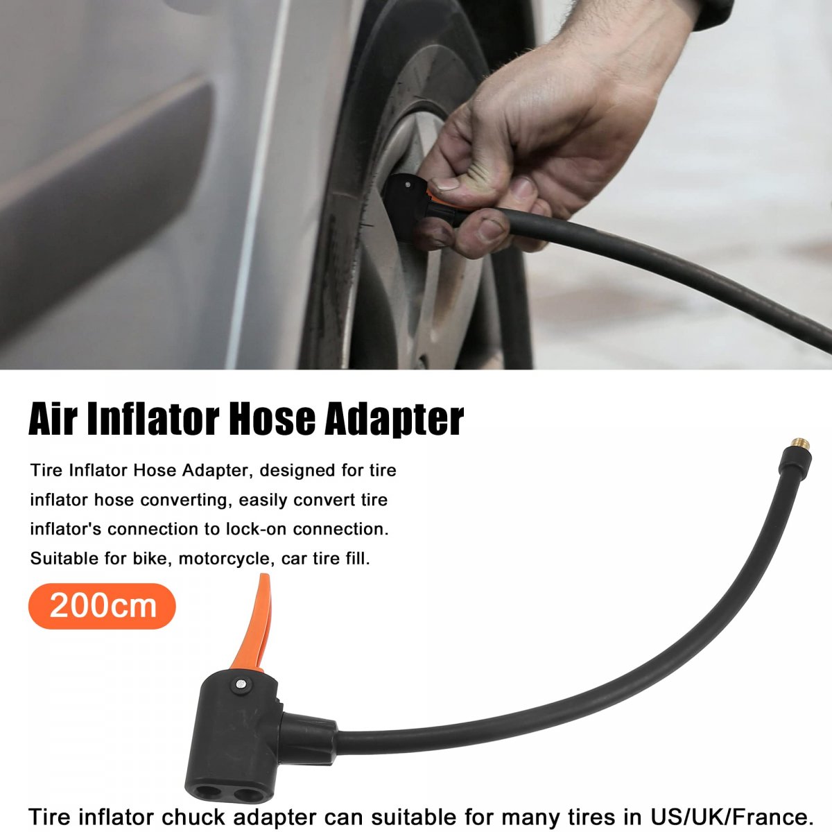25cm Flexible Copper Rubber Tube Tire Valve Connect Pipe Air Chuck Inflator Pump Extension Hose For Car Motorbike Bike Quick