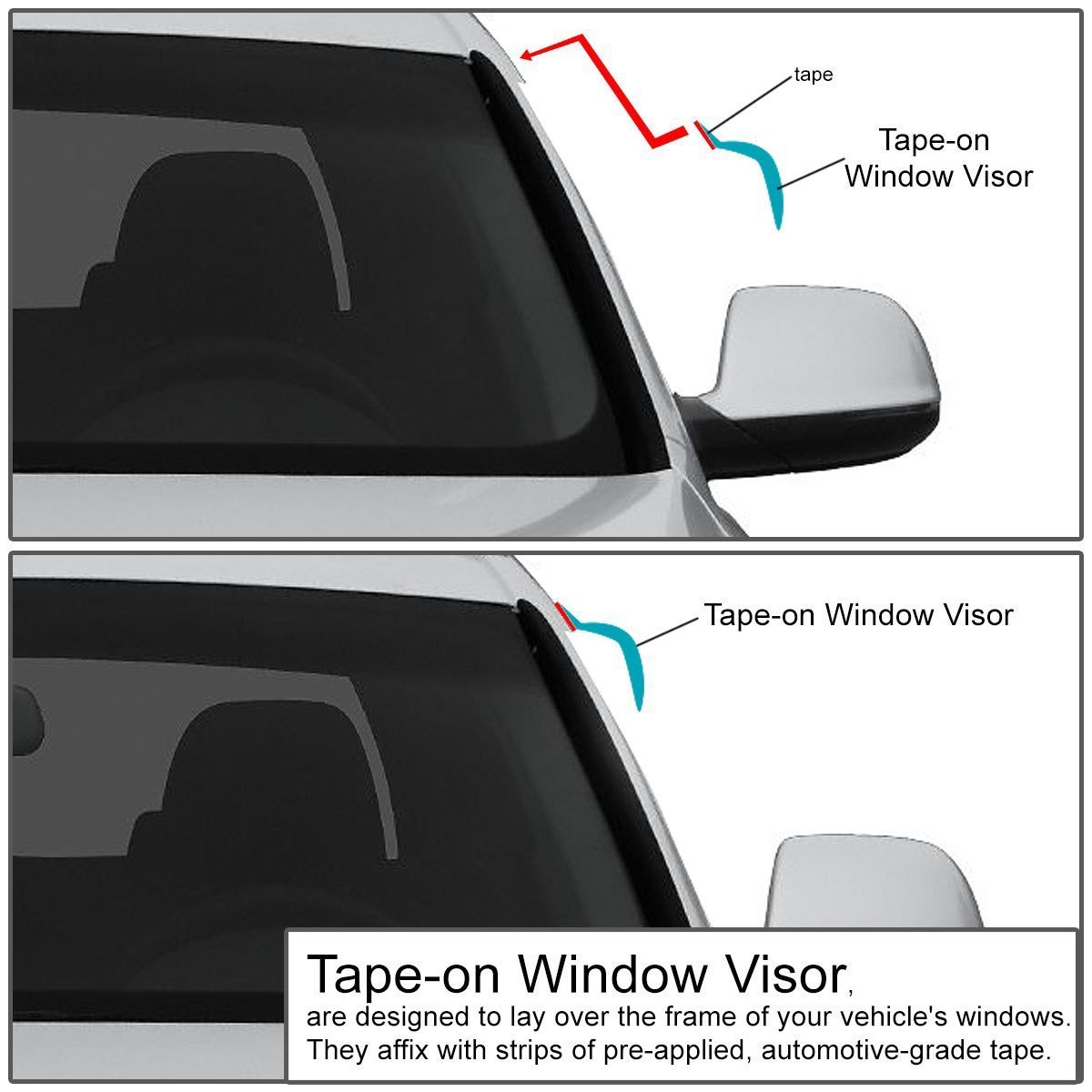 Auto Dynasty Tape-on Window Deflector Rain Guard With 43 Inches Dark Smoke Sun Roof Visor Compatible Nissan Maxima 2004-2008
