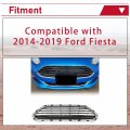 Hecasa Chrome Frame Grille Compatible With 2014-2019 Ford Fiesta Front Grill Bumper Guard Cover Molding Replacement For