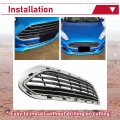 Hecasa Chrome Frame Grille Compatible With 2014-2019 Ford Fiesta Front Grill Bumper Guard Cover Molding Replacement For
