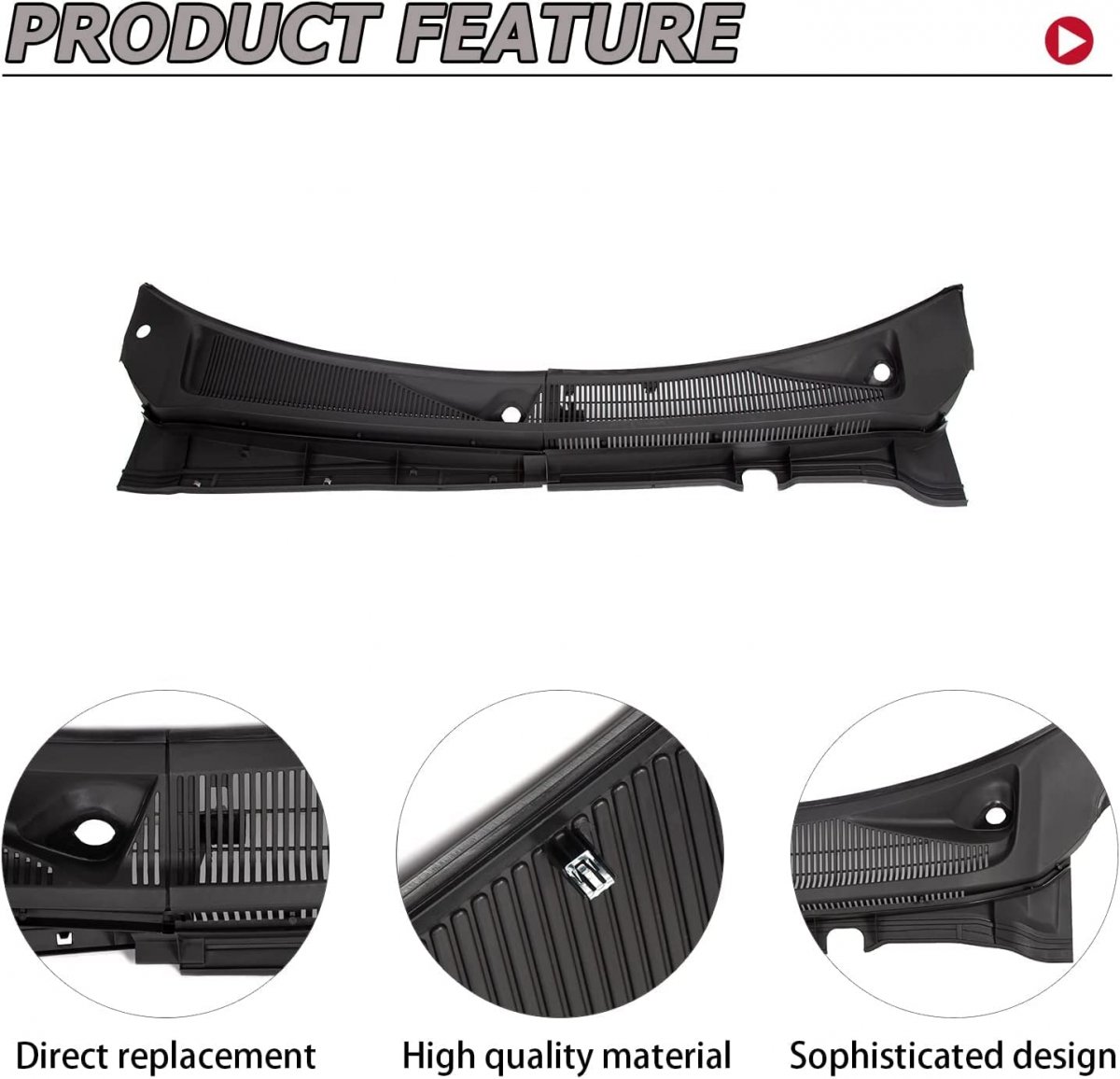 Hecasa Windshield Wiper Cowl Panel Grille Set For 2011-2016 Ford Super Duty F250 F350 F450 F550 Driver And Passenger Side Black