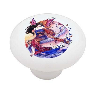 Fairy Queen Of Butterflies Decorative High Gloss Ceramic Drawer Knob