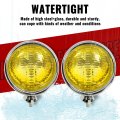 Hecasa 2pcs Fog Lights Yellow Lens Universal Fit 12 Volt 35 Watts Chrome Vintage Style Steel Glass Adjustable Ball And Cup