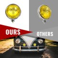 Hecasa 2pcs Fog Lights Yellow Lens Universal Fit 12 Volt 35 Watts Chrome Vintage Style Steel Glass Adjustable Ball And Cup