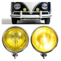 Hecasa 2pcs Fog Lights Yellow Lens Universal Fit 12 Volt 35 Watts Chrome Vintage Style Steel Glass Adjustable Ball And Cup 