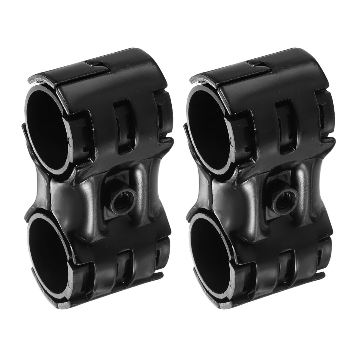 2 Pcs Double Port Parallel Pipe Clamps 1-1 8 Saddle Hollow Metal Connectors Corner Fittings End Rails Clamp With Screws For Diy