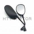 Httmt Mt252-024- 2pcs 10mm Black Motorcycle Oval Rearview Side Mirrors Compatible With Suzuk Kawasak