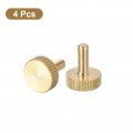 Uxcell M4x10mm Knurled Thumb Screws 4pcs Flat Head Fully Threaded Brass Bolts Grip Knobs Fasteners