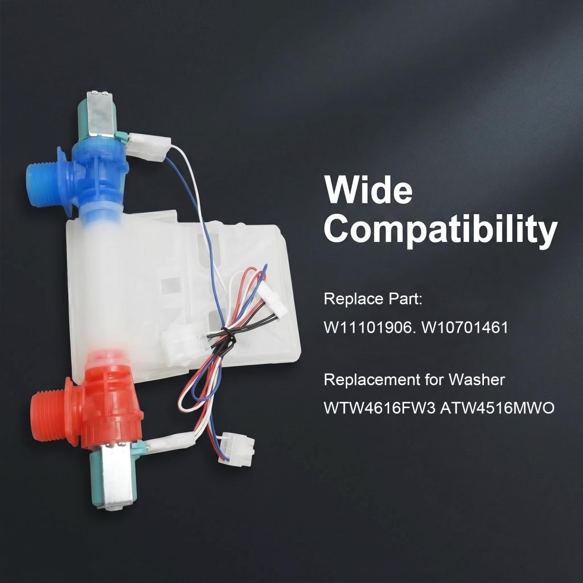 Zreneyfex W11101906 W11210463 Washer Water Inlet Valve Replacement For Whirl-pool Wtw4616fw3 Wtw4816fw3 Ad-miral Atw4516mw0