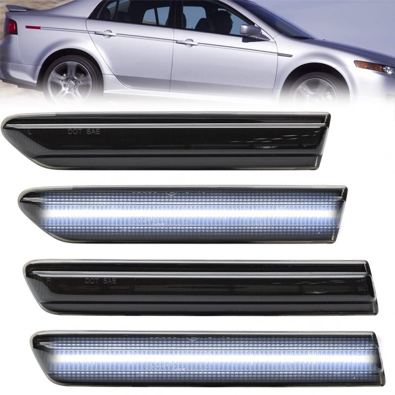 White Led Side Marker Lights For 2004 2005 2006 2007 2008 Acura Tl Smoked Lens Front And Rear Turn Signal Lamp Assembly 4 Piece