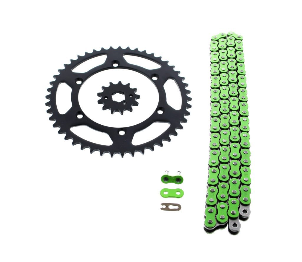 Green Chain And Sprocket Kit For Kawasaki Klx300 1997 1998 1999 2000 2001 2002 13 47 Tooth Steel Sprockets 110l Non O Ring