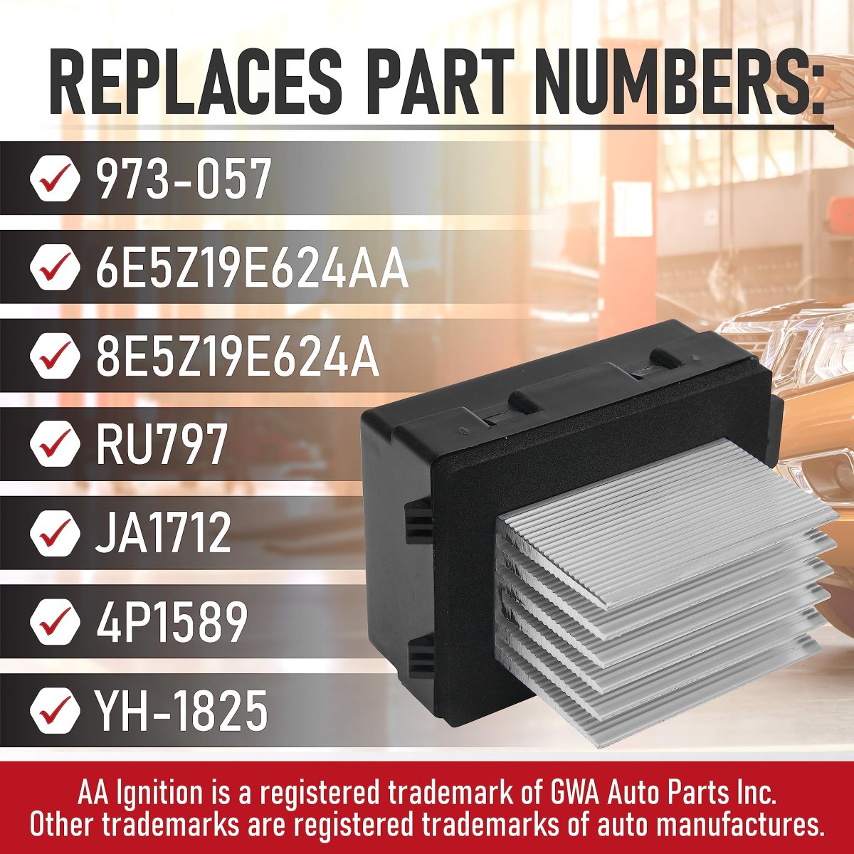 Ac Blower Motor Resistor For Ford Lincoln And Mercury Replaces 973-057 6e5z19e624aa 8e5z19e624a Ja1712 4p1589 Fusion 2010-2012
