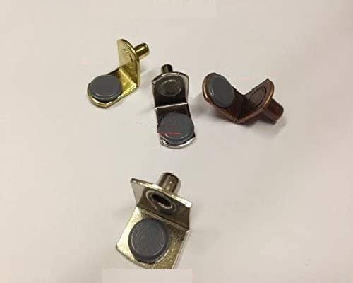 10 Shelf Supports L-shape Brass Plated 5mm With Cushion Rubber Buffer Bumper For Glass