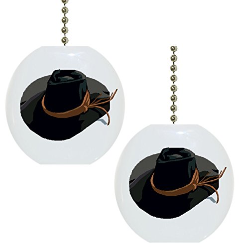 Set Of 2 Cowboy Hat Farm Western Solid Ceramic Fan Pulls