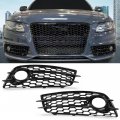 G-plus Fog Light Lamp Cover Grille Compatible With Audi A4 B8 S-line S4 Models 2008-2012 Not Fit For Standard Bumper