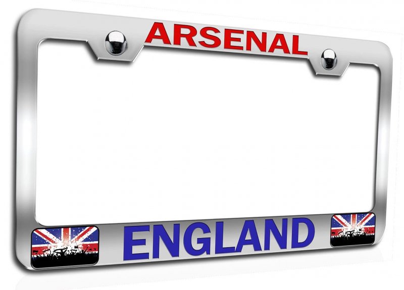 Arsenal England British Chrome Metal License Plate Frame Tag Holder P34