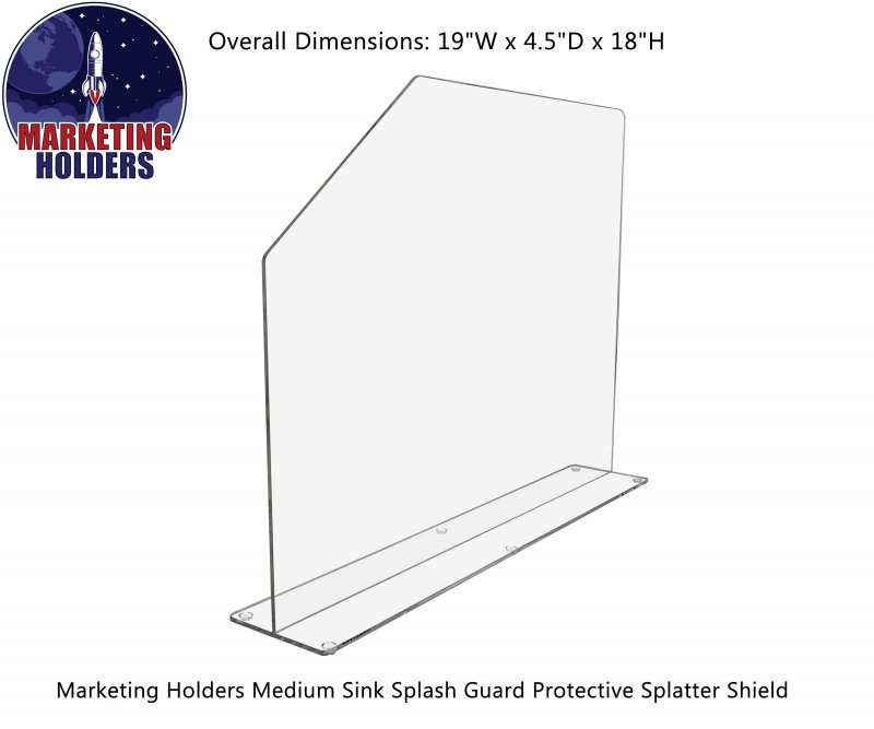 Sink Splash Guard With Easy Reach Cutaway Free Standing One Piece Barrier Shield 18 Height 4 5 Wide 19 Length No Assembly