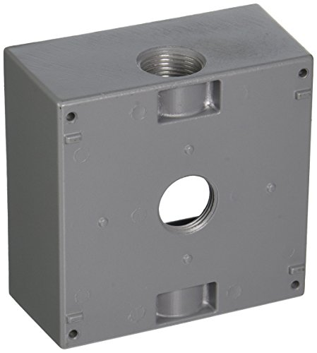 Weatherproof Box 360 2 Gang0 5 Cu In Capacity 3 3 4 Outlet Holes 2 Closure Plugs Powder Coated Finish Gray