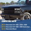 Auto Dynasty 8pc Black Housing Headlights Bumper Corner Lights Compatible With Chevy C10 C K Series Gmt400 Pre-facelift 88-93