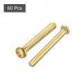 Uxcell Brass Machine Screws M3x25mm Phillips Pan Head Fastener Bolts For Furniture Office Equipment Electronics 60pcs