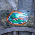 Florida Gators Camo With Gator Head Laser Inlaid Mirror License Plate 