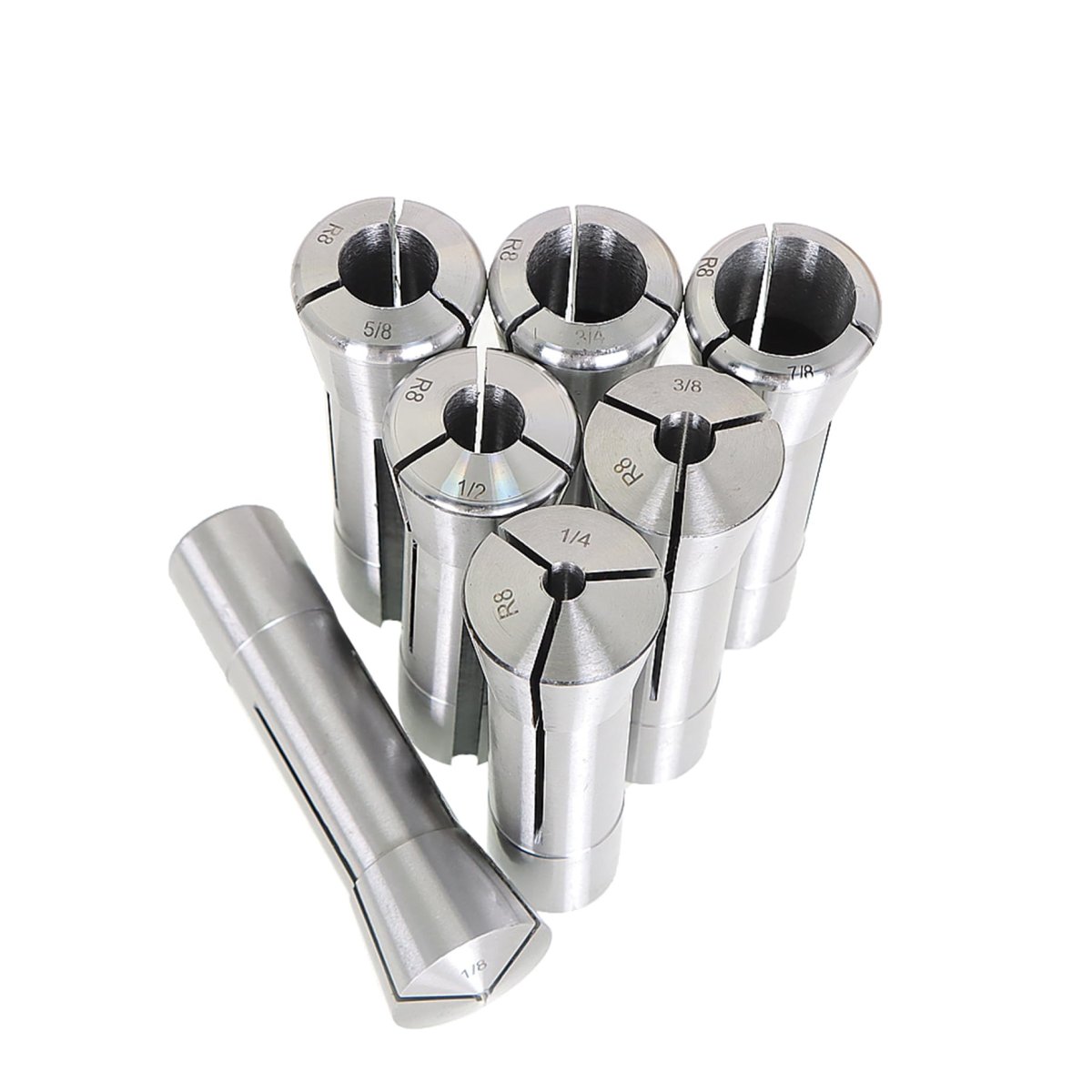 7pcs R8 Collet Set Mill Chuck Holder Kit 1 In To 8 For Cnc Engraving Machine And Milling Lathe Tool Steel Spring Collets 7 16