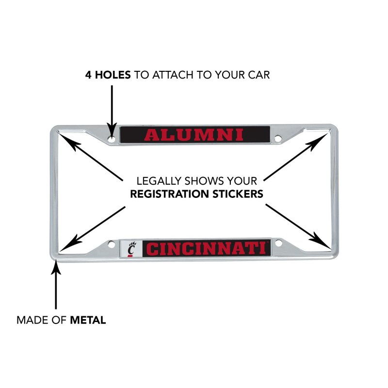University Of Cincinnati Bearcats Uc Metal License Plate Frame For Front Or Back Car Officially Licensed Alumni Black