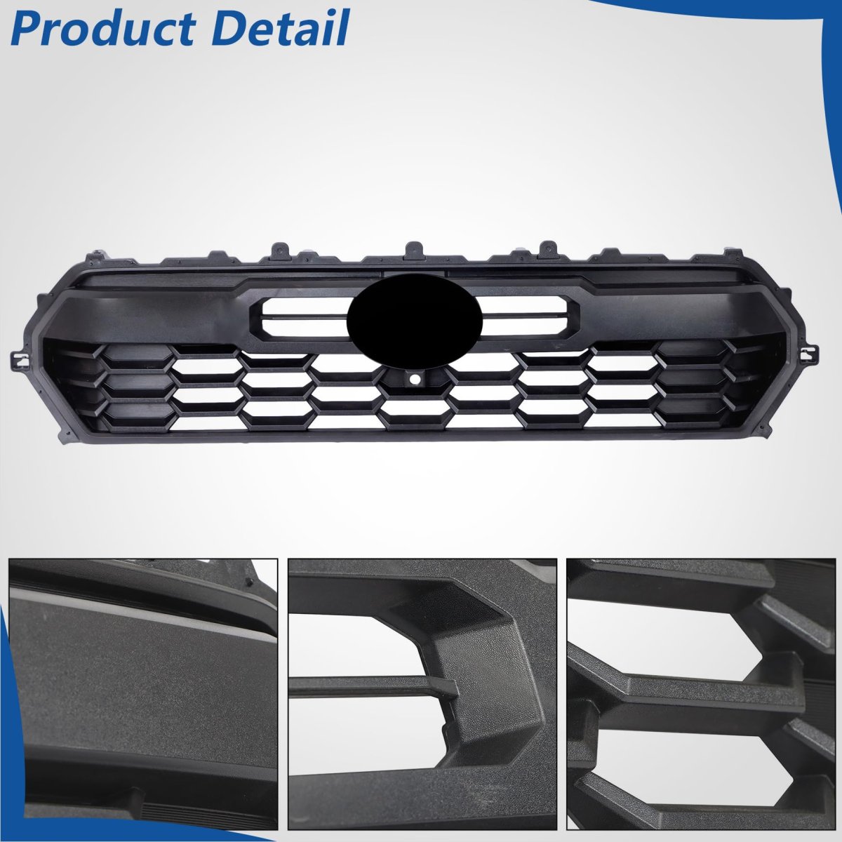 Black Front Bumper Grille With Camera Hole Upper Honeycomb Style Replacement For Tacoma 2024-2025