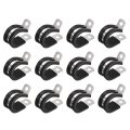 24pcs 13 16 Inch 20mm Cable Clamp 304 Stainless Steel Rubber Cushioned Insulated R Shape Metal For Tube Pipe Wire 